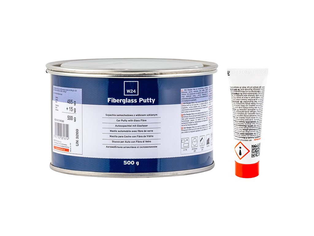 W24 Fiber Glass Putty - W24 Fiber Glass Putty - Szpachla samochodowa z włóknem szklanym| z utwardzaczem | 0,50kg
