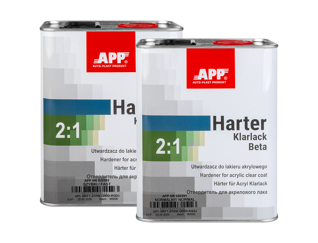 APP Klarlack Beta 2:1+Harter - Lakier bezbarwny akrylowy dwuskładnikowy + utwardzacz | szybki | 2,50l