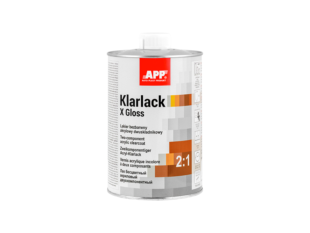 APP Klarlack X Gloss 2:1 - Lakier bezbarwny akrylowy dwuskładnikowy | bezbarwny | 1,0L