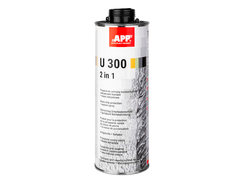 APP U300 2 in 1 - APP U300 2 in 1 - Preparat do ochrony karoserii przed uderzeniami kamieni + masa natryskowa | czarny | 1,0L