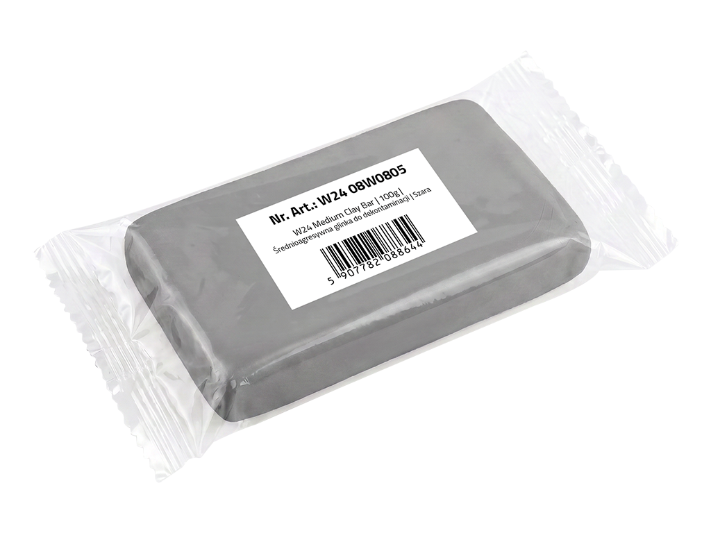W24 Clay Bars - Glinki do dekontaminacji lakieru | łagodna | szary | 100g