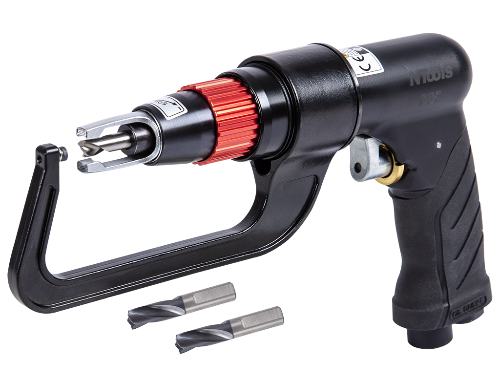 NTools PRD SET - Zestaw z pneumatycznym rozwiertakiem | Rozwiertak | 1x kobaltowo-stalowy | 2x do stali borowej