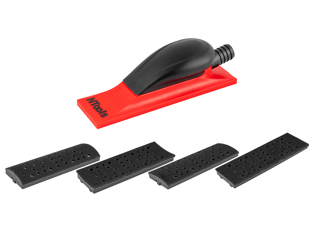 NTools HR P4 198 - Blok szlifierski z 4 wymiennymi płytami i odsysem | 70 x 198mm