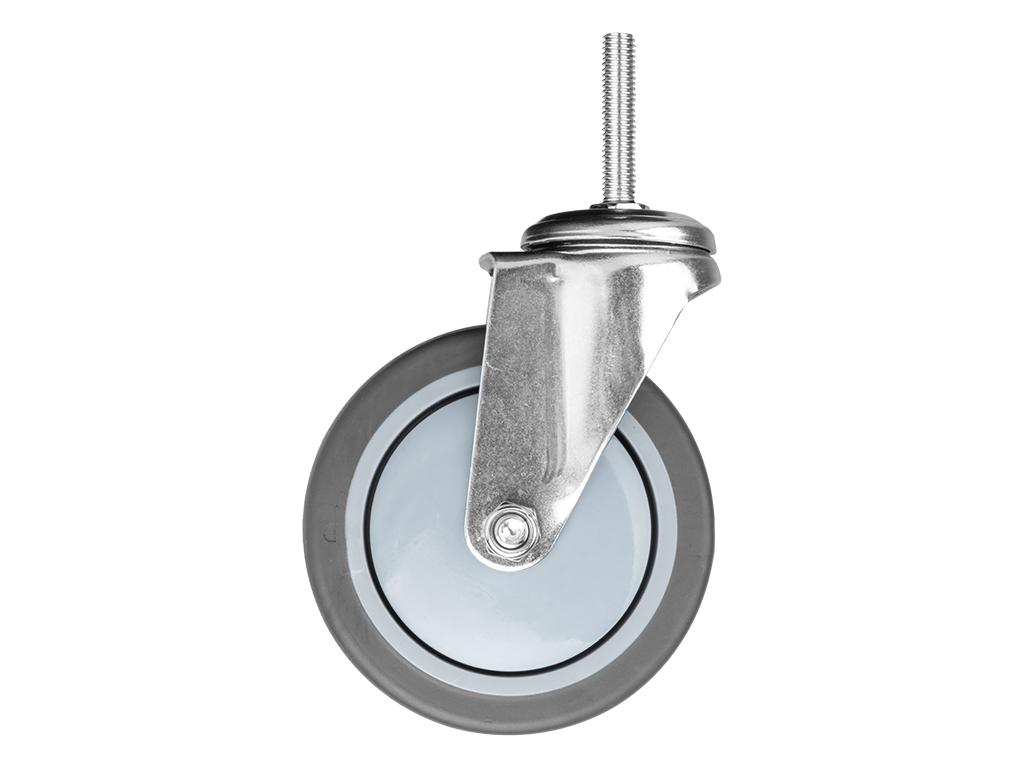 W24 Caster 100 - W24 Caster 100 - Koło transportowe obrotowe, stalowe | bez hamulca | gumowane | M8x40 | d100x27mm