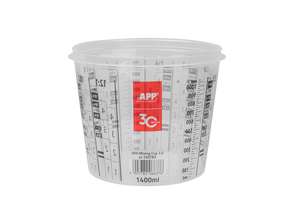 APP Mixing Cup 2.0 - Kubek do mieszania farb i lakierów | transparentny | 1400/1100ml | (op.40szt)
