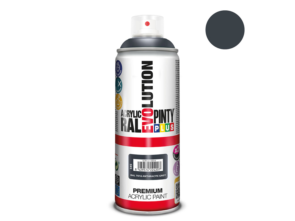 Lakier akrylowy w sprayu Pintyplus Evolution ACRYLIC | 400ml | RAL 7016 Anthracite Grey