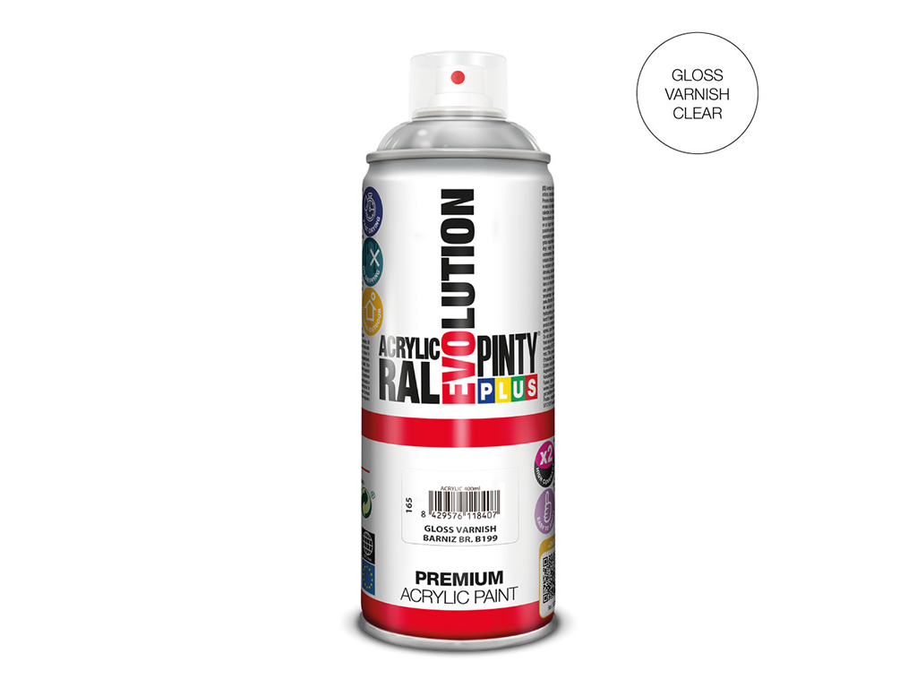 Lakier akrylowy bezbarwny w sprayu Pintyplus Evolution ACRYLIC | 400ml | Gloss Varnish B199