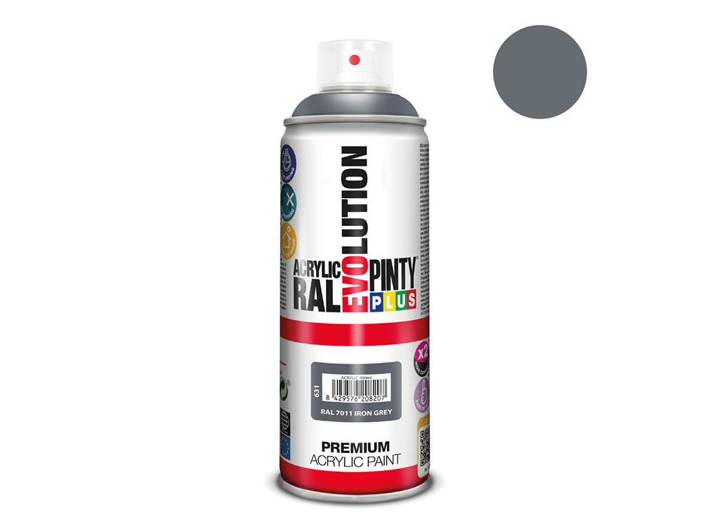 Lakier akrylowy w sprayu Pintyplus Evolution ACRYLIC | 400ml | RAL 7011 Iron Grey