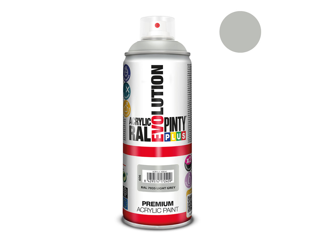 Lakier akrylowy w sprayu Pintyplus Evolution ACRYLIC | 400ml | RAL 7035 Light Grey