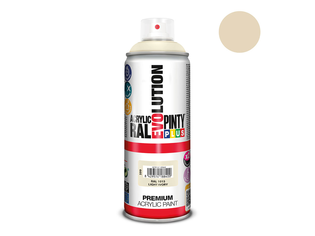 Lakier akrylowy w sprayu Pintyplus Evolution ACRYLIC | 400ml | RAL 1015 Light Ivory