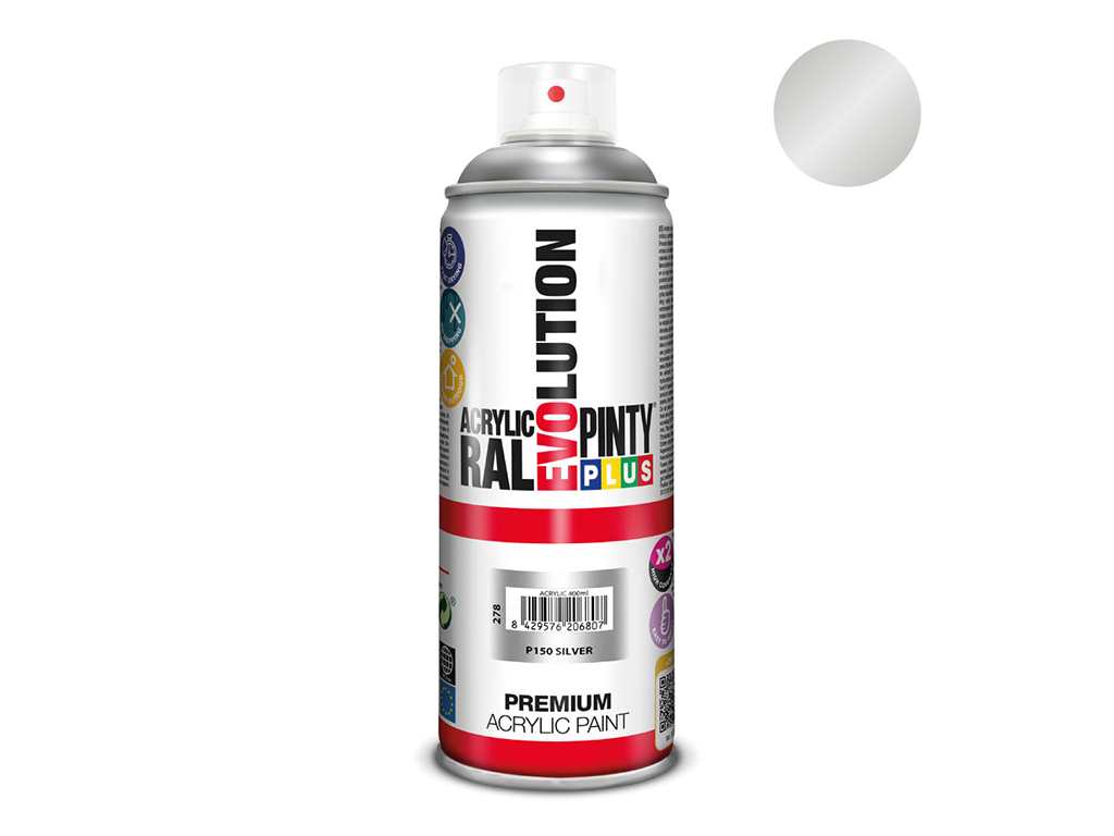 Lakier akrylowy w sprayu Pintyplus Evolution ACRYLIC | 400ml | P150 Silver