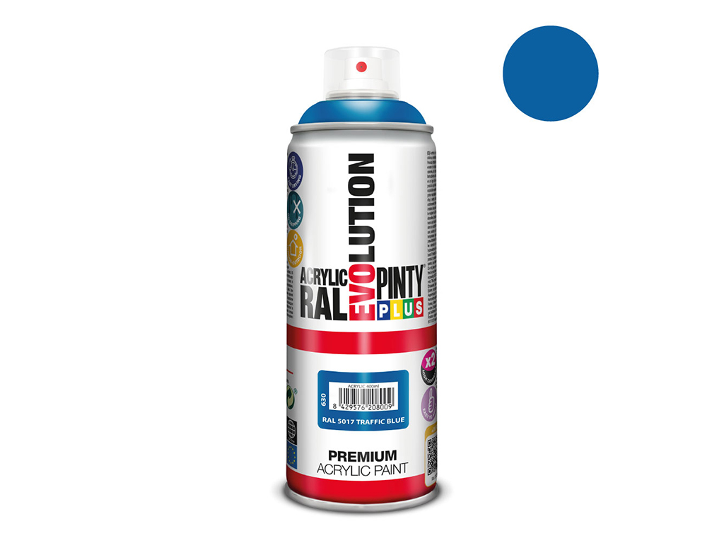 Lakier akrylowy w sprayu Pintyplus Evolution ACRYLIC | 400ml | RAL 5017 Traffic Blue