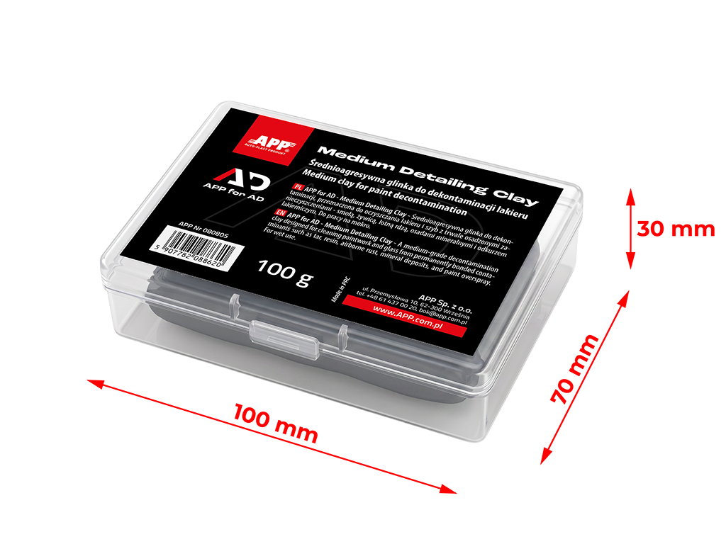 APP for AD Detailing Clay Bars - Glinki do dekontaminacji lakieru | średnioagresywna | szary | 100g