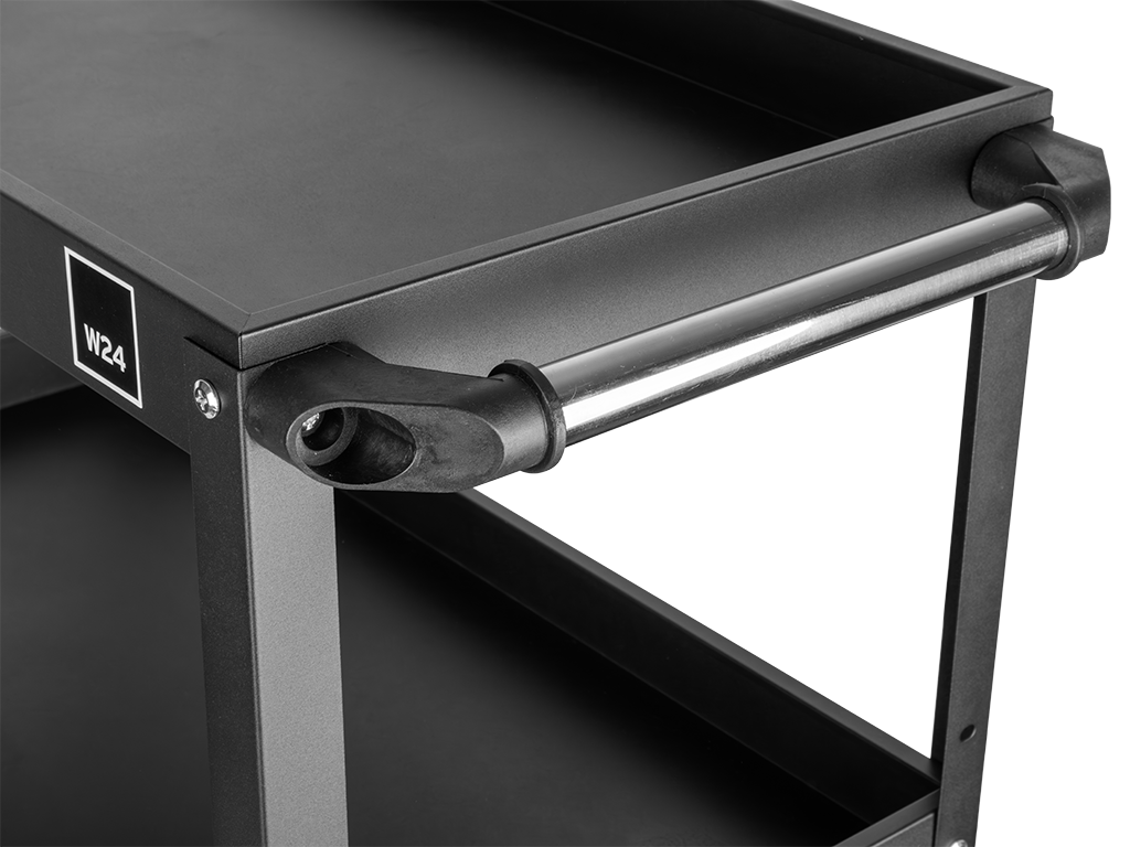 Mobilny wózek warsztatowy na narzędzia z trzema półkami W24 TWR | 660x350x740 mm | do 100 kg | czarny