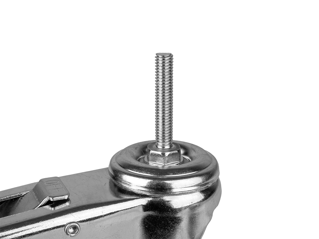 W24 Caster B100 - W24 Caster B100 - Koło transportowe obrotowe, stalowe | z hamulcem | gumowane| M8x40 | d100x27mm