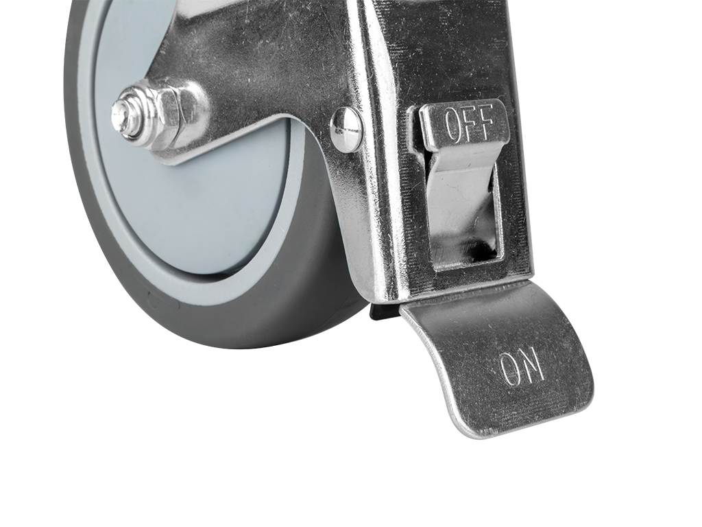 W24 Caster B100 - W24 Caster B100 - Koło transportowe obrotowe, stalowe | z hamulcem | gumowane| M8x40 | d100x27mm