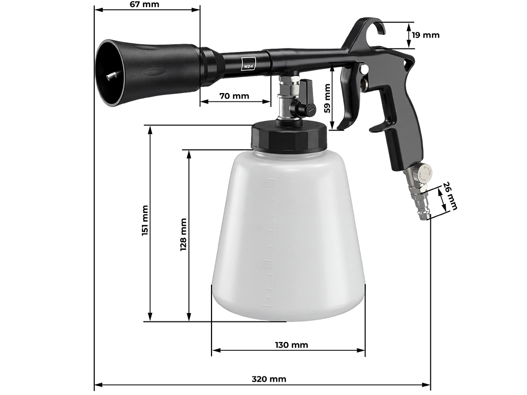 W24 Jet Fusion - Pneumatyczny pistolet czyszczący z podajnikiem 