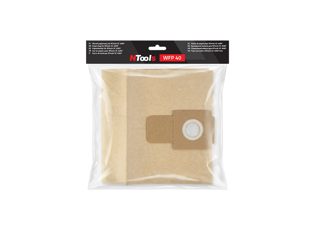 NTools WFP 40 - Worek papierowy na pył do odsysaczy NTools VC 40EP | szary | 40L