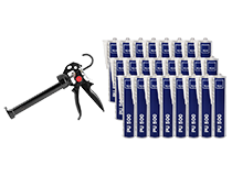 W24 Zestaw -  W24 PU 500 (biały) + W24 Caulking Gun - Masa poliuretanowa W24 PU 500 kolor biały (24 szt.) i wyciskacz W24 Caulking Gun (1 szt.) | kartusz zamknięty | biały | 310ml