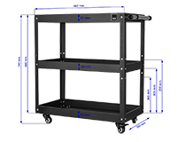 Mobilny wózek warsztatowy na narzędzia z trzema półkami W24 TWR | 660x350x740 mm | do 100 kg | czarny