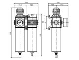 APP E32 A Cabin filter block with the regulator, pressure gauge and oil separator
